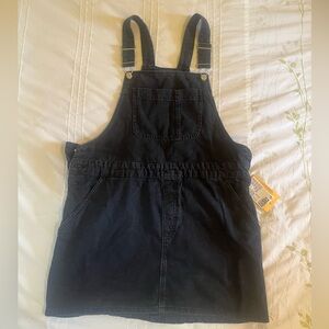 H&M Black Denim overall Dress nwt